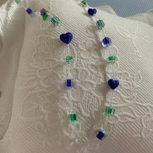Handcrafted 15" beaded necklace, Swarovski crystals, hand blown beads!!